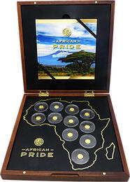 Afrika 11 Goldmünzen African Pride / Mixed Coin Set,Luxus Ausgabe FB (PP)