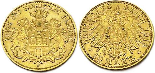 Hansestadt Hamburg 10 Mark 1913 J Freie Hansestadt - Hamburg, J.211 SUP / FDC
