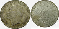 Deutschland Kaiserreich 3 Mark 1912 G Drei Mark Friedrich II. Grossherzog von Baden - J.39 FDC, feine Patina, Prachtstück!
