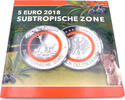 Bundesrepublik Deutschland / BRD 5 x 5 Euro + Gold 2018 A-J 5 x 5€ Subtropische Zone im Folder mit Goldmedaille FDC