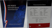 90 Euro (3 x 5 Euro + 3 x 25 Euro) 2013 Die Werte der Republik Frankreich - Freiheit, Gleichheit, Brüderlichkeit FDC, patiniert