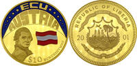 Liberia 10 Dollar ECU - Austria - Bundeshymne - $ 10 - Republic of Liberia -