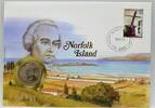 Australien / Norfolk Island 20 Cents Abbildung eines Konterfeis über dem Küstenbild - Numisbrief -