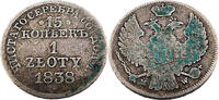 Polen 1 Zloty / 15 Kopěek Standard-Umlaufmünze, Nikolaus I -
