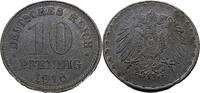 Kaiserreich Deutschland 10 Pfennig Standard Umlaufmünze, Ein Reichsadler, Eisen verzinkt,J.298 -