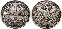 Kaiserreich 1 Mark 1 Reichsmark,J.17 -