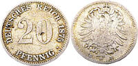 Kaiserreich 20 Pfennig 20 Pfennig,J.5 1875 E -