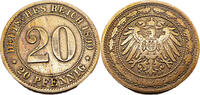 Kaiserreich 20 Pfennig 20 Pfennig, J.14, 1890 D -