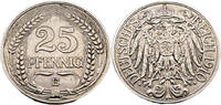 Kaiserreich 25 Pfennig 25 Pfennig, J.18, 1910 E -