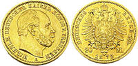 Kaiserreich Preußen 20 Mark Wilhelm II. Deutscher Kaiser König von Preussen, J.243, 1872 A gutes TTB