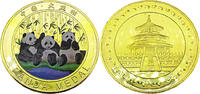 China Medaille Panda - Medaille,koloriert -