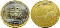 2 Euro Serie: Berühmte Segelschiffe - Gorch Fock 1958 - vergoldet -