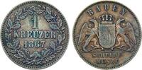 Baden 1 Kreuzer 1867 Friedrich I. 1852 - 1907 ss+ 6,00 EUR  + 8,50 EUR frais d'envoi