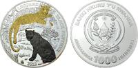 Ruanda 1000 Francs FRW Leopard und Schwarzer Panther - 3 Oz Silber mit 4 Diamanten -