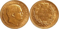 Serbia 1879 Gold 20 Dinara, Serbia, Very Rare 20 Dinara 1879 Almost Uncirculated