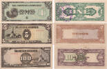 Japan 1, 5 and 100 Pesos 3 Japanese Government 1, 5 and 100 Pesos banknotes -