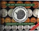 Australien, Kursmünzensatz 1991, Uncirculated Coin Set, Folder, SPL.