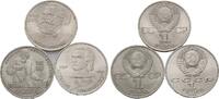 Russland, 3 Rubel (3 Münzen) Todestage berühmter Russen, -