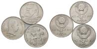 Russland, 3x 1 Rubel Berühmte russische Komponisten, -