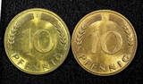 10 Pfennig Germany - Federal Republic LOT OF 2 COINS 1950 J  UNC KM# 108 (639) SPL