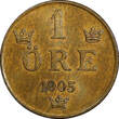 1905 Öre 1905 Sweden Oscar II Bronze  extra Large letters UNC KM# 750 (21 928) SPL