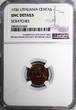 1 Centas Lithuania Bronze 1936  NGC UNC DETAILS1 YEAR TYPE KM# 79 (069) NGC SPL