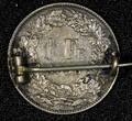 1 Franc Switzerland Silver 1898  Helvetia standing PIN BROOCH KM# 24 (688) Uncertified