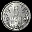 5 Litai Lithuania Silver 1925  One Year Type. aUNC KM# 78 (27 843)