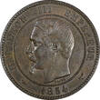 10 Centimes France Napoleon III Bronze 1854 (W)  Struck at Paris KM# M25 (678) Uncertified