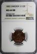 1/12 Skilling SWEDEN Gustaf IV Adolf 1802  NGC MS64 RB Nice Toning KM# 563 (007)