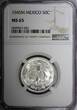 50 Centavos Mexico ESTADOS UNIDOS Silver 1945 M  NGC MS65 GEM GEM BU KM# 447 (47)