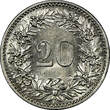 20 Rappen Switzerland 1906 B  UNC Mint Luster KM# 29 (21 396) SPL
