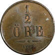 Bronze Sweden Oscar I  1858 1/2 Ore High Grade KM# 686 (21 884) Uncertified