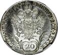 20 Kreuzer Austria Franz II Silver 1805 B  Kremnica NGC UNC DETAILS KM# 2140 (02) NGC SPL DETAILS KM