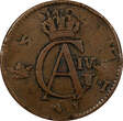 1/2 SKILLING SWEDEN COPPER 1803  OVERSTRUCK ON 1 ORE S.M. 1748 FULL DATE (383) Uncertified