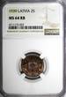 2 Santimi LATVIA Bronze 1939  NGC MS64 RB 1 YEAR TYPE Mint Luster KM# 11.2 (022)
