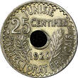 25 Centimes Tunisia Muhammad V AH1338 1920 A  Paris Mint UNC KM# 244 (21 475) SPL