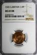 United Kingdom 1945 Farthing 1945 Great Britain George VI Bronze  NGC MS65 RB RED TONING KM# 843 (16)