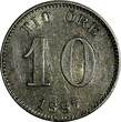 SWEDEN Oscar II Silver 1887 EB 10 Ore XF Condition KM# 755 (15 583) Uncertified