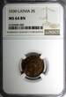 2 Santimi LATVIA Bronze 1939  NGC MS64 BN 1 YEAR TYPE Mint Luster KM# 11.2 (89)