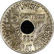5 Centimes Tunisia Muhammad V AH1338 1920 A  Paris Mint UNC Toning KM# 242 (484) SPL