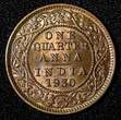 1/4 Anna India-British George V 1930 (C)  Calcutta UNC/BU RAINBOW KM# 512 (729) SPL