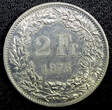 2 Francs SWITZERLAND Copper-Nickel 1976  PROOF LIKE FLASHY KM# 21a.1 (23 364) FB