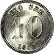 Sweden Oscar II Silver 1907 EB 10 Ore 1 Year Type UNC KM# 774 (15 699) SPL
