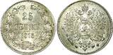 25 Pennia FINLAND Nicholas II Silver 1915 S  UNC KM #6.2 RANDOM PICK (1 COIN)(1) SPL