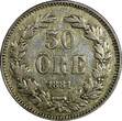 SWEDEN Oscar II Silver 1881 EB 50 Ore Mintage-268,000 22 mm SCARCE KM# 740 (88) Uncertified
