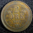 Sweden Oscar II Copper 1881 2 Ore KM# 746  (23 139) Uncertified