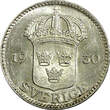 25 Öre Sweden Gustaf V Silver 1930 G  aUNC KM# 785 (22 052)