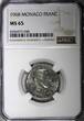 1 Franc Monaco Rainier III 1968  Paris Mint NGC MS65 TOP GRADED KM# 140 (48)