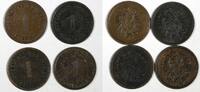 Germany 1 Pfennig Germany - Empire Copper LOT OF 4 COINS 1874-1875 KM# 1 (19 583) -